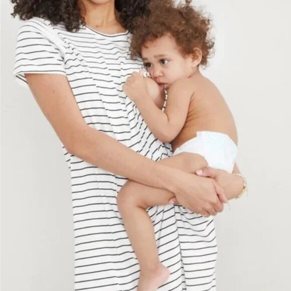 Hatch Maternity Nursing Easy Going Striped Tee Dress Size 2 - Picture 4 of 7